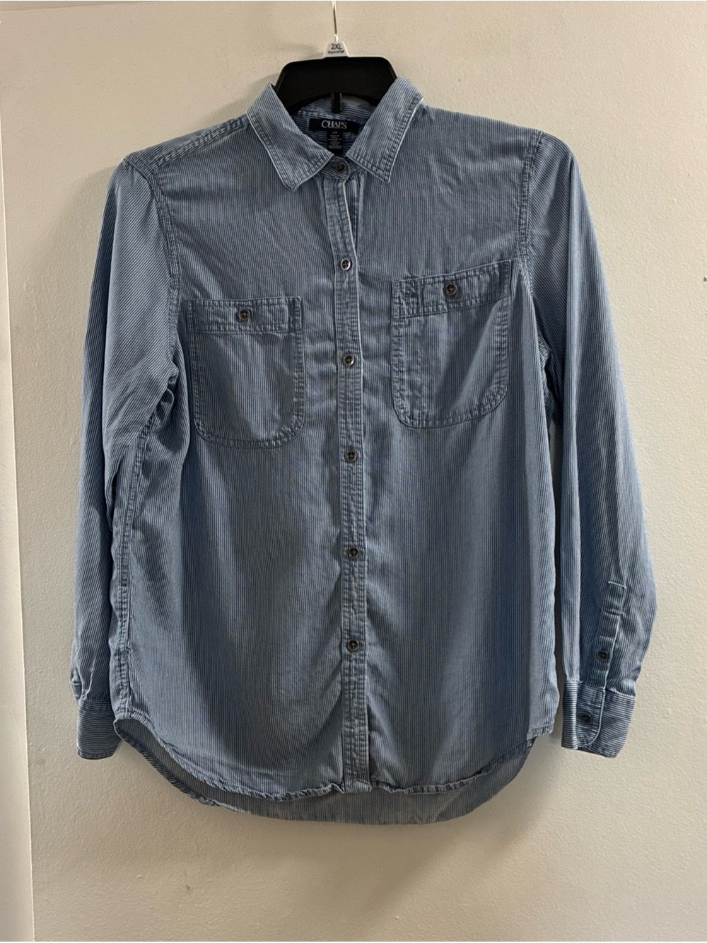 Chaps Light Blue Casual Denim Button-Down Shirt